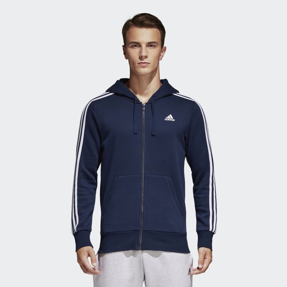 AUTHENTIC ADIDAS FULL ZIP FLEECE NAVY HOODIE S9879 - Picture 5 of 6